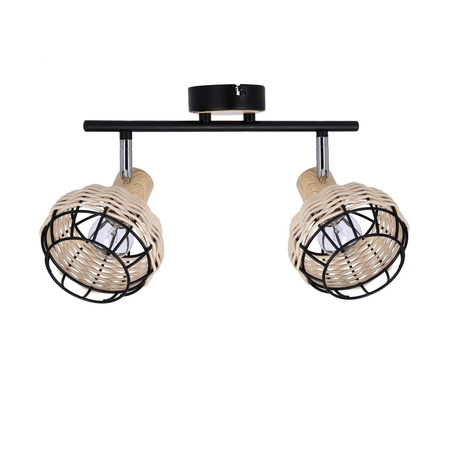Candellux plafon (reflektorki) Tajga 2xE14 czarno/drewniany 92-12203