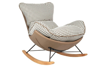 King Home Fotel bujany OTILIA brązowa pepitka - drewniane płozy, ekoskóra KH1501100112