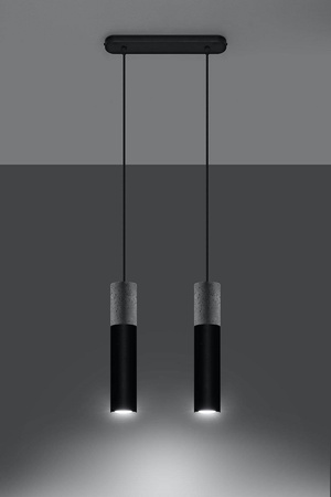 Sollux lampa wisząca Borgio 2 2xGU10 czarno/betonowa SL.0651