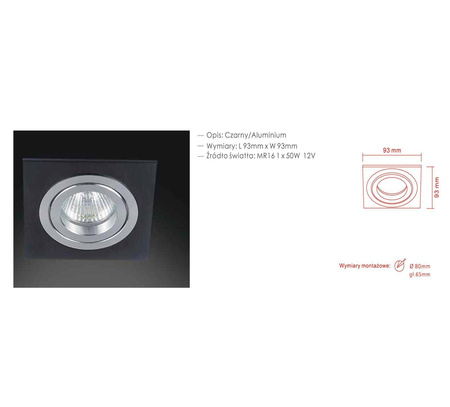 Orlicki Design oczko stropowe Fasto I Nero GU10 czarne OR83477