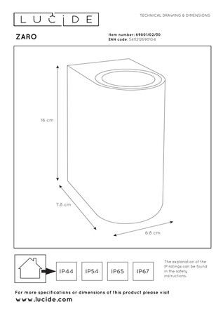 Lucide kinkiet zewnętrzny Zaro okrągły 2xGU10 czarny 69801/02/30