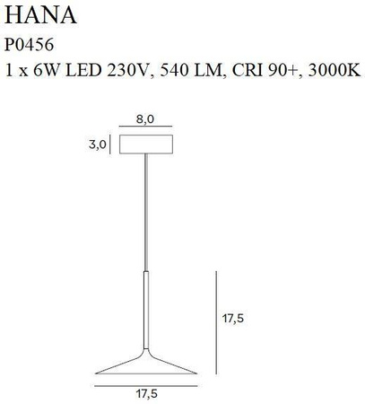 Maxlight lampa wisząca LED Hana 6W 540lm 3000K czarna P0456