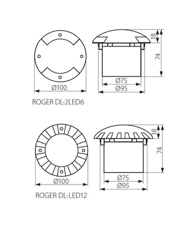 Kanlux oczko chodnikowe LED Roger 1W 6000-6500K szare IP66 7281