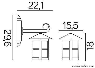 Su-ma kinkiet zewnętrzny Cordoba E27 czarny/patyna IP43 K 3012/1/T