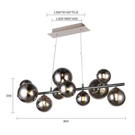 Aviano Lighting lampa wisząca LED Sevilla G9 10x3W 3500lm 3000K żarówki w zestawie czarny chrom 6214-1010