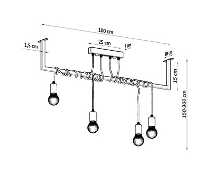 Sollux lampa wisząca Salamanca 4 4xE27 czarna SL.0895