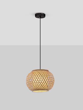 Luces Exclusivas lampa wisząca LED Requena Ø 30 cm E27 1x12W IP20 czarno/naturalna LE44861