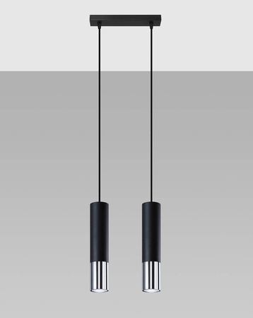 Sollux lampa wisząca Loopez 2 2xGU10 czarna/chrom SL.0941
