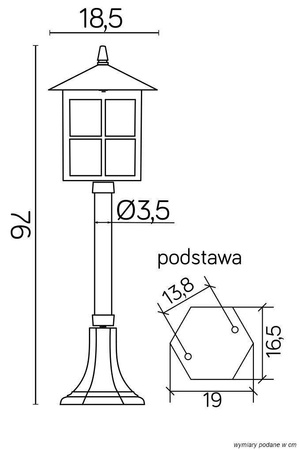 Su-ma lampa stojąca zewnętrzna Wenecja E27 czarna/patyna 76cm IP43 K 5002/3/KW