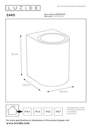 Lucide kinkiet zewnętrzny Zaro okrągły czarny 69801/01/30