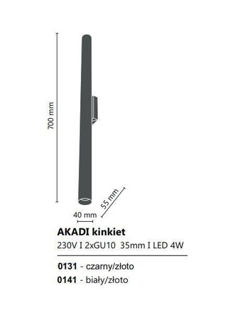 Amplex kinkiet techniczny Akadi 2xGU10 złoty/czarny 8877