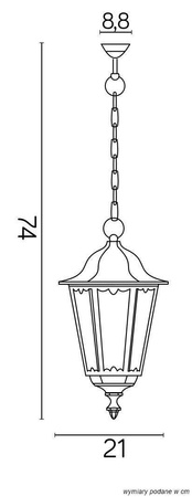Su-ma lampa wisząca zewnętrzna Retro Midi E27 czarna/patyna IP43 K 1018/1/M