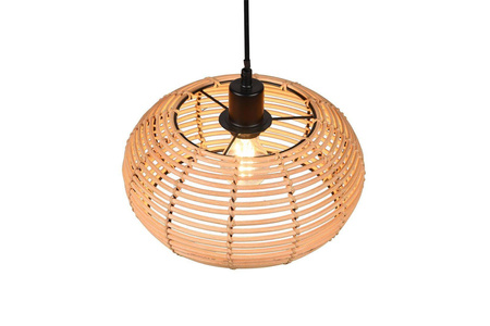 Trio lampa wisząca Inga E27 czarno/drewniana 312200136