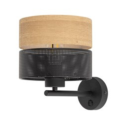 TK Lighting kinkiet Nicol E27 czarno/drewniany 6539