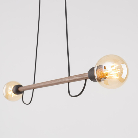 TK Lighting lampa wisząca Helix 2xE27 czarno/drewniana 4948