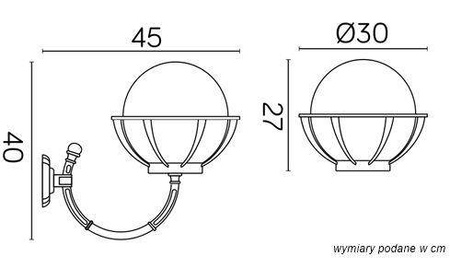 Su-ma kinkiet zewnętrzny Kule z koszykiem 250 E27 czarny/patyna IP43 K 3012/1/KPO 250 OP