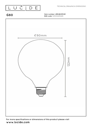 Lucide żarówka LED E27/5W Ø 8 cm 450LM ściemnialna matowa biała 49048/05/61