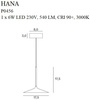 Maxlight lampa wisząca LED Hana 6W 540lm 3000K czarna P0456
