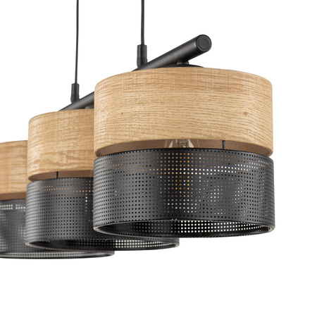 TK Lighting lampa wisząca Nicol 3xE27 czarno/drewniana 4801