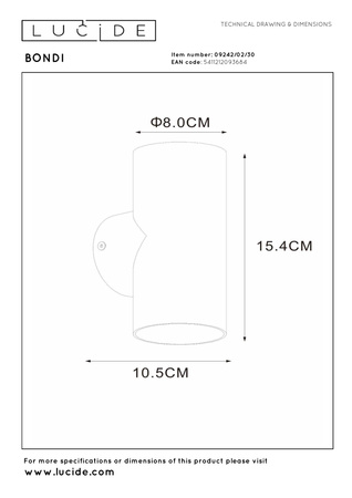Lucide kinkiet Bondi 2xGU10 czarny 09242/02/30