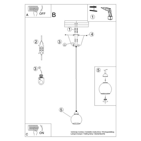 Sollux lampa wisząca Alino E27 czarna SL.1141