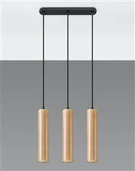 Sollux lampa wisząca Lino 3 GU10 czarno/drewniana SL.0638