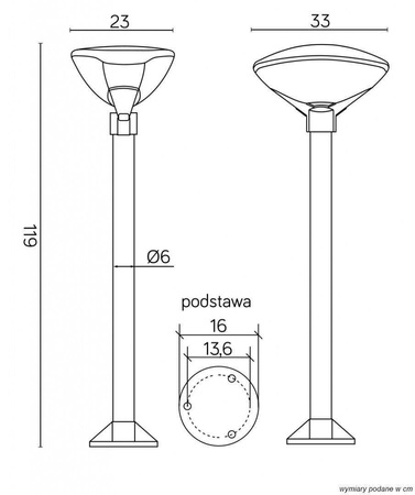 Su-ma lampa stojąca zewnętrzna E27 czarno/antracytowa 119cm IP54 TEO 2