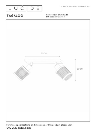 Lucide lampa sufitowa Tagalog 2xE27 czarny 21929/02/30