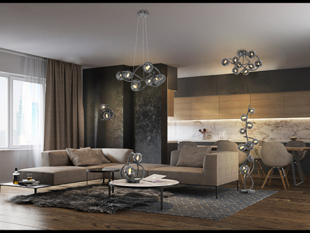 Aviano Lighting lampa podłogowa LED Nancy G9 9x3,5W 3150lm 3000K żarówki w zestawie wys. 140 cm czarny chrom 3014-905