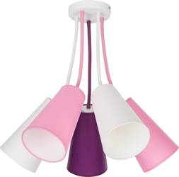 TK Lighting żyrandol / plafon Wire Kids 5xE27 biało/różowo/fioletowy 1712