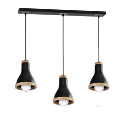 Milagro lampa wisząca Holly 3xE27 czarno/drewniana MLP6256