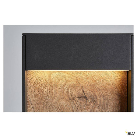 SLV lampa stojąca zewnętrzna LED Flat 9,7W 400lm 3000/4000K antracytowo/drewniana 65cm IP65 1002957