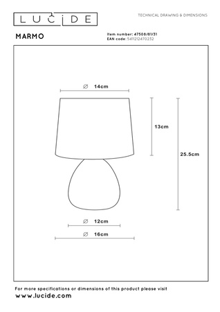 Lucide lampa stołowa Marmo E14/40W biała 47508/81/31