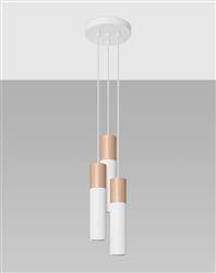 Sollux lampa wisząca Pablo 3xGU10 biało/drewniana SL.1013