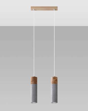Sollux lampa wisząca Zane 2 2xGU10 szaro/drewniana SL.0966