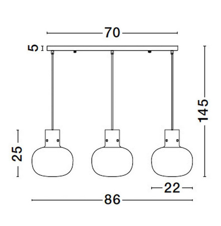 Luces Exclusivas lampa wisząca Padre 3xΕ27 czarna LE42630