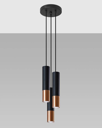 Sollux lampa wisząca Loopez 3P 3xGU10 czarno/miedziana SL.0949