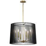 Quintiesse lampa wisząca Linara 6xE14 czarno/mosiężna QN-LINARA-6P-BK