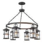 Quintiesse lampa wisząca zewnętrzna Lakehouse 6xE27 ocynk/drewniana IP44 QN-LAKEHOUSE6-P-DZ