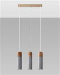 Sollux lampa wisząca Zane 3 3xGU10 szaro/drewniana SL.0967