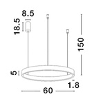 Luces Exclusivas lampa wisząca LED Bari ściemnialna Ø 60 cm 60W 2552lm 3000K IP20 srebrna LE43252