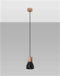 Sollux lampa wisząca Qubic E27 czarno/drewniana SL.0963