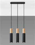Sollux lampa wisząca Pablo 3 GU10 czarno/drewniana SL.0634