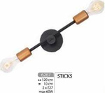 Nowodvorski kinkiet Sticks 2xE27 czarno/złoty 6267