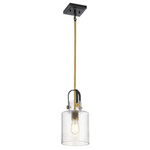 Quintiesse lampa wisząca Kitner E27 czarno/mosiężna QN-KITNER-P-NBR