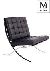Modesto Design fotel Barcelon czarny ekoskóra, chrom. T03-1.BLACK.PU