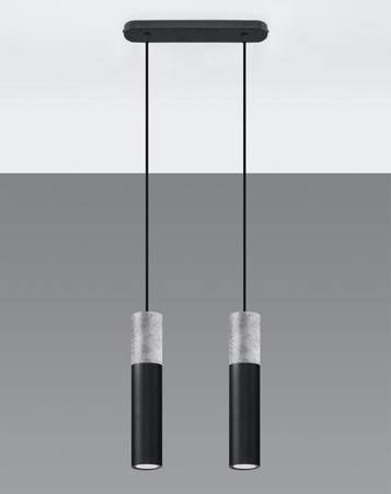 Sollux lampa wisząca Borgio 2 2xGU10 czarno/betonowa SL.0651