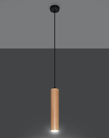 Sollux lampa wisząca Lino 1 GU10 czarno/drewniana SL.0636